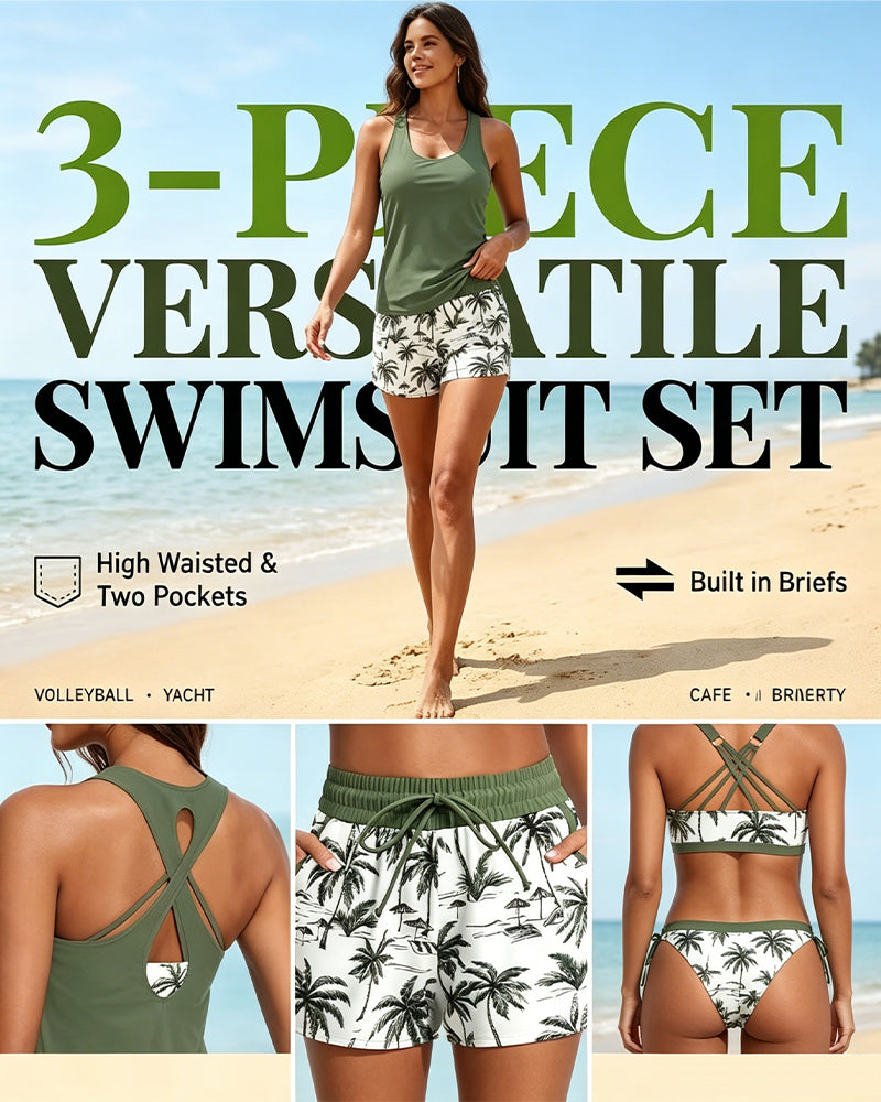 Mauren | Trzyczęściowy zestaw bikini z narzutką