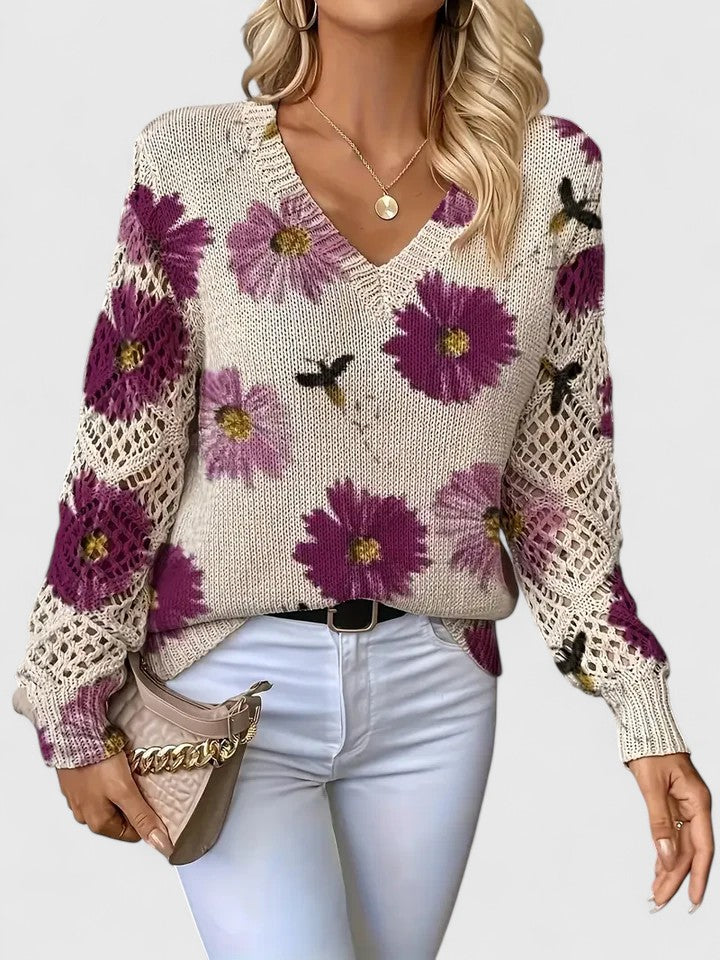 Aurelia – Elegancki sweter w kwiaty