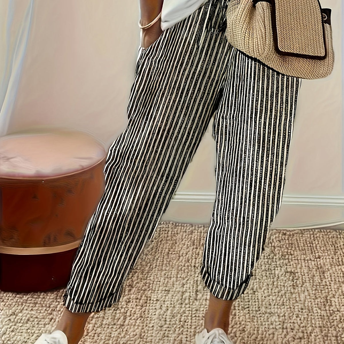 Aaliyah | Pasiate spodnie codzienne