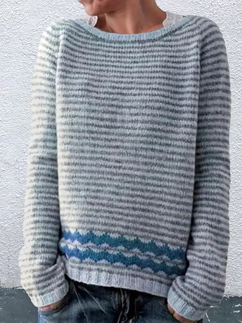 Damski sweter casualowy w subtelne paski