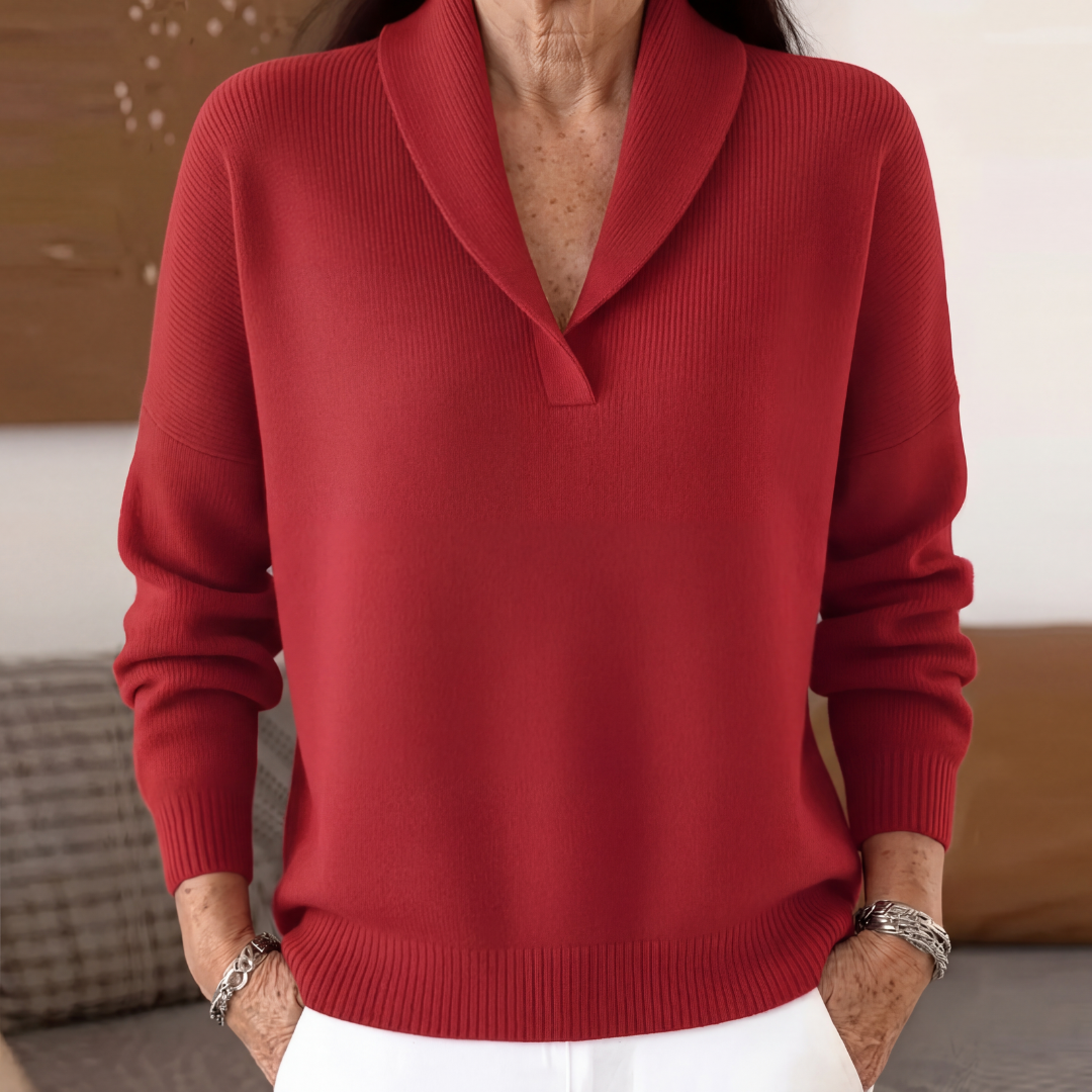 Naomi | Sweter z drapowanym dekoltem w serek