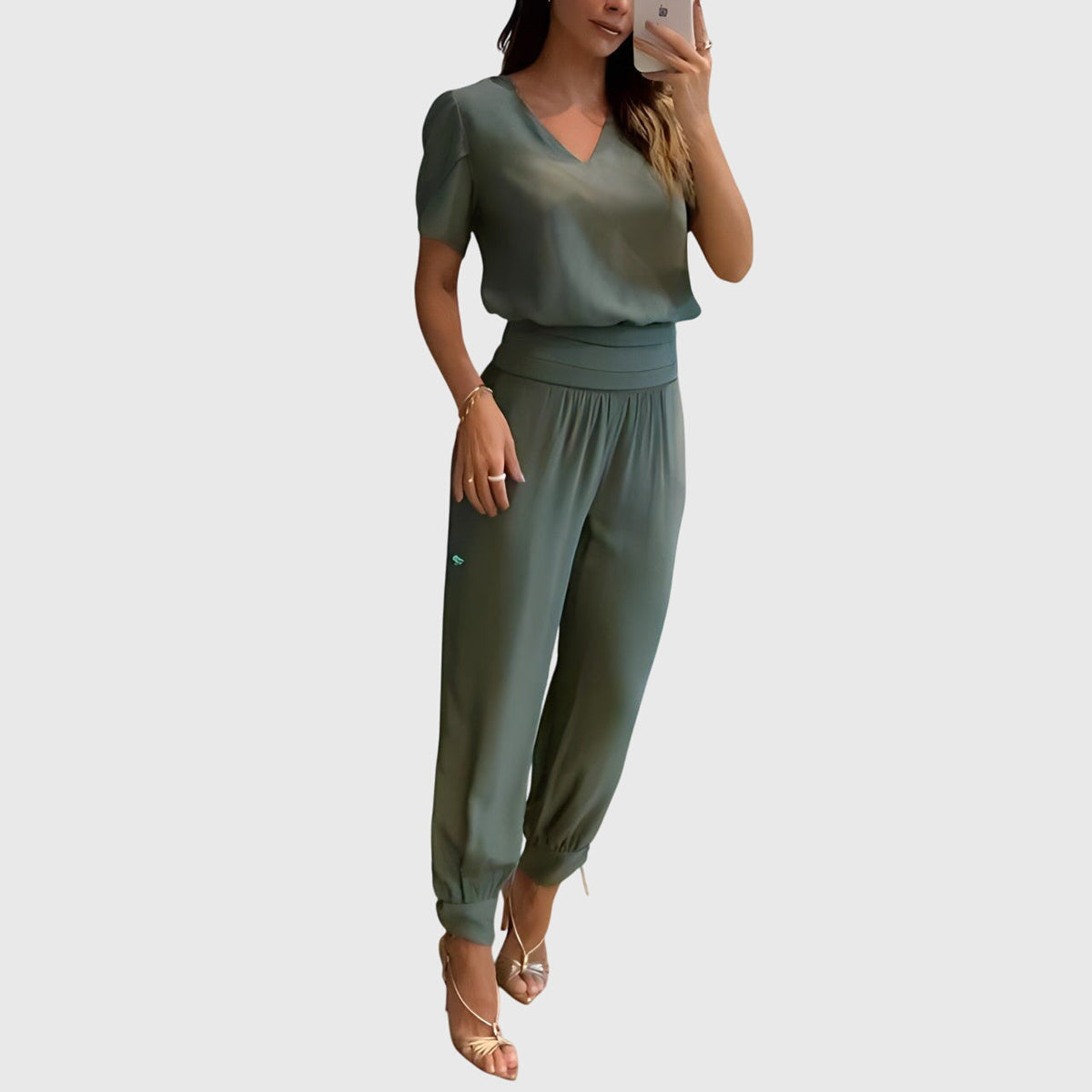 Jennifer | Stylowy komplet: bluzka i spodnie