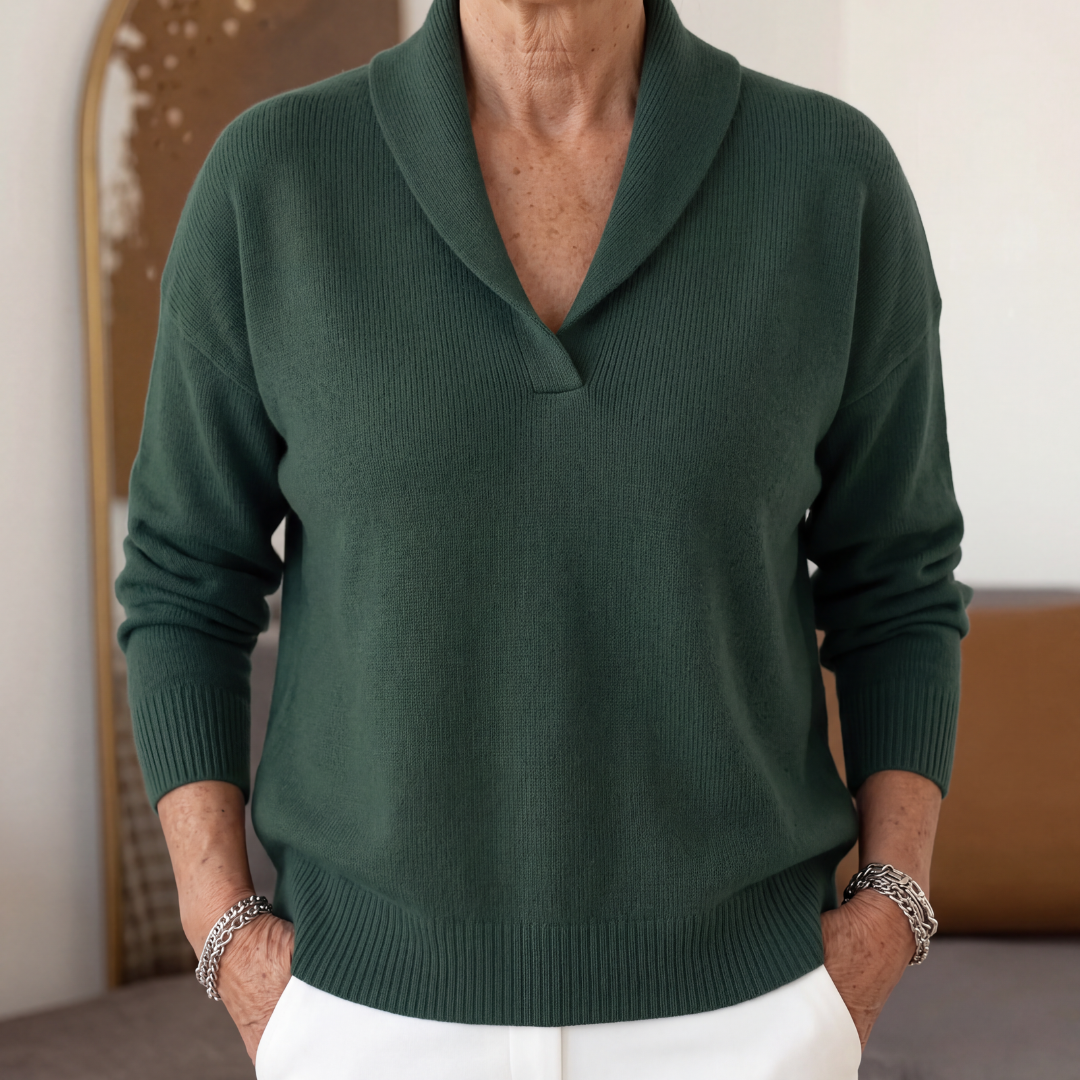 Naomi | Sweter z drapowanym dekoltem w serek