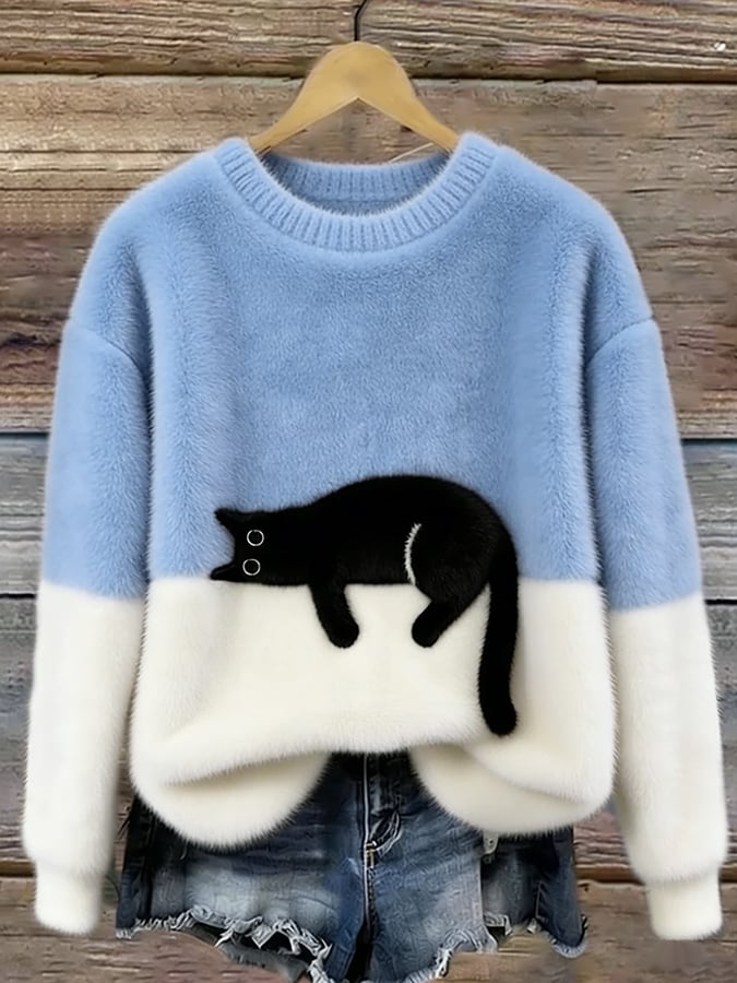 Martha | Sweter oversize Retro "Lazy Cat"