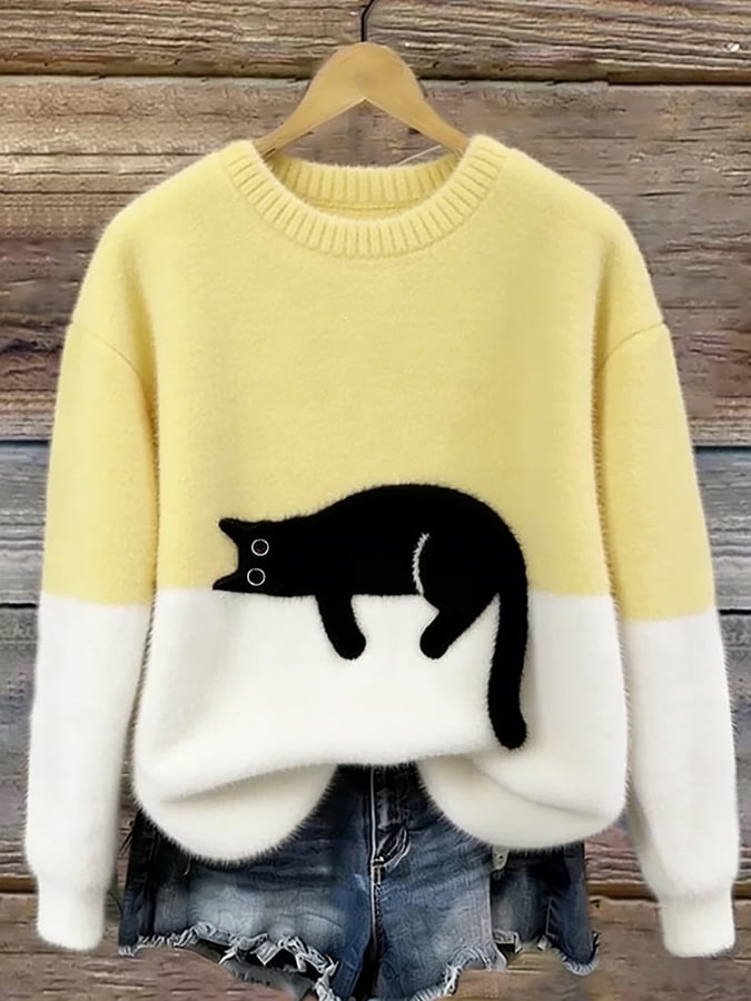 Martha | Sweter oversize Retro "Lazy Cat"