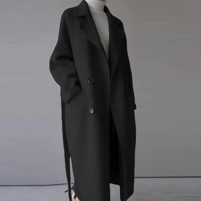 Elowen | Elegancki długi płaszcz zimowy damski