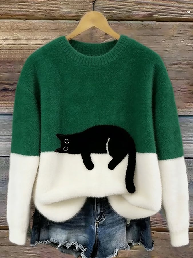 Martha | Sweter oversize Retro "Lazy Cat"
