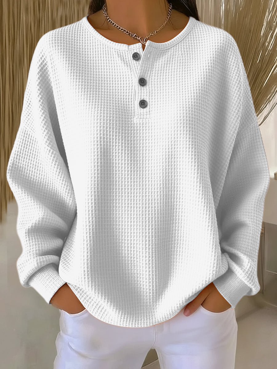 Mirabel™ | Przytulna bluza z waflowego materiału typu henley