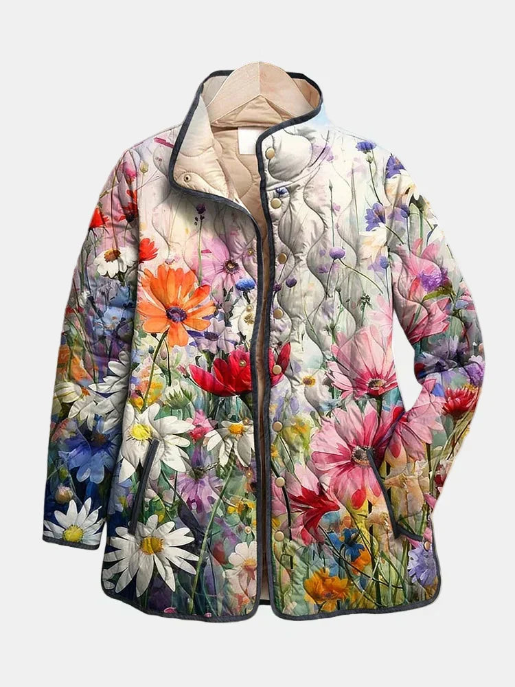 Zayrah | Urocza pikowana kurtka w kwiatowy wzór w stylu vintage