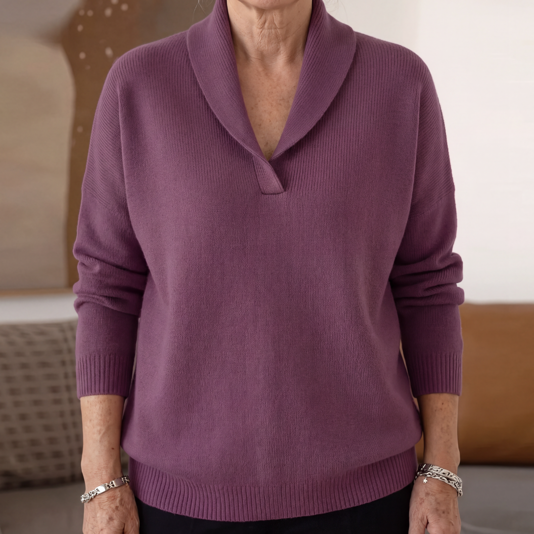 Naomi | Sweter z drapowanym dekoltem w serek