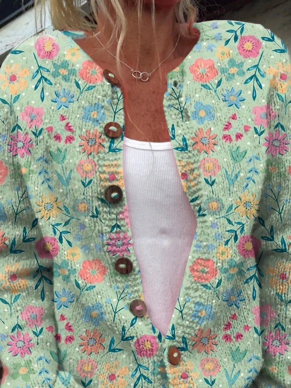 Foxfield™ | Damski kardigan w stylu vintage w kwiaty