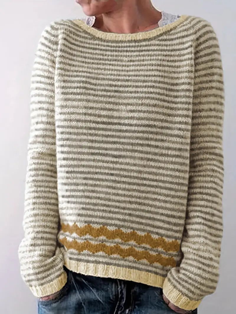 Damski sweter casualowy w subtelne paski