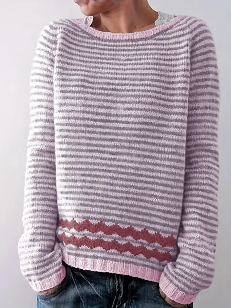 Damski sweter casualowy w subtelne paski