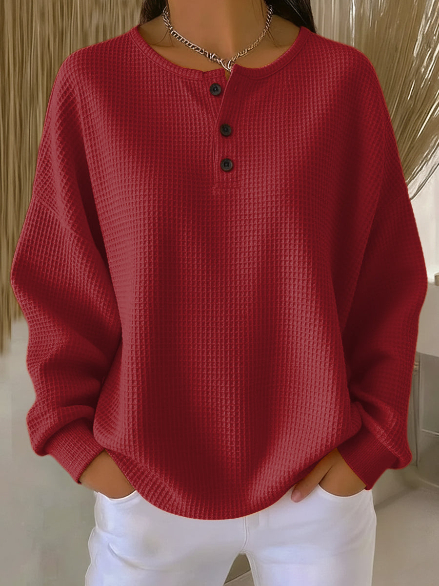Mirabel™ | Przytulna bluza z waflowego materiału typu henley