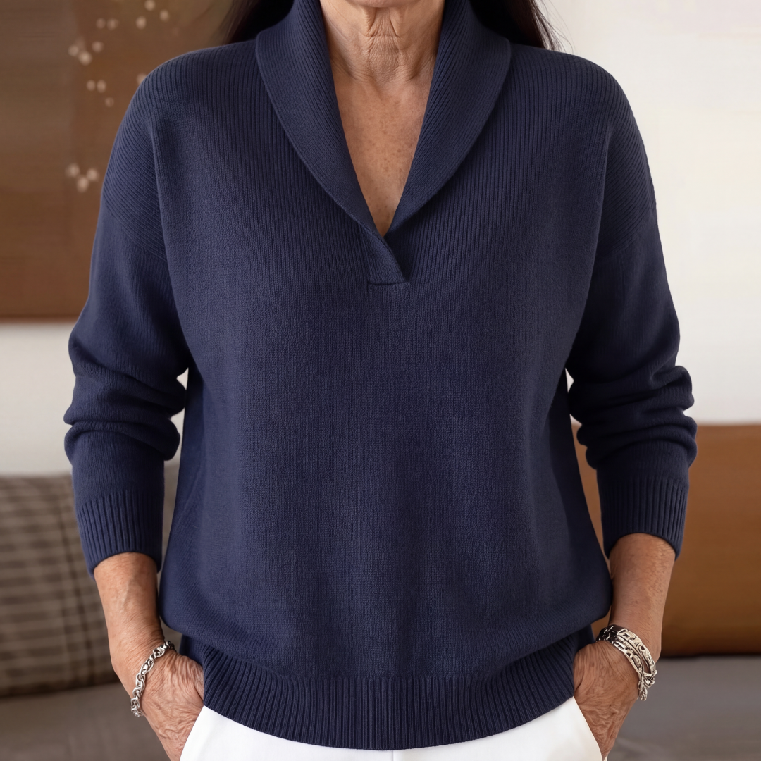 Naomi | Sweter z drapowanym dekoltem w serek