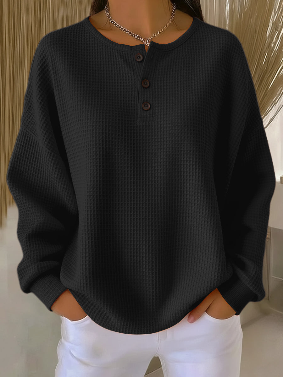 Mirabel™ | Przytulna bluza z waflowego materiału typu henley