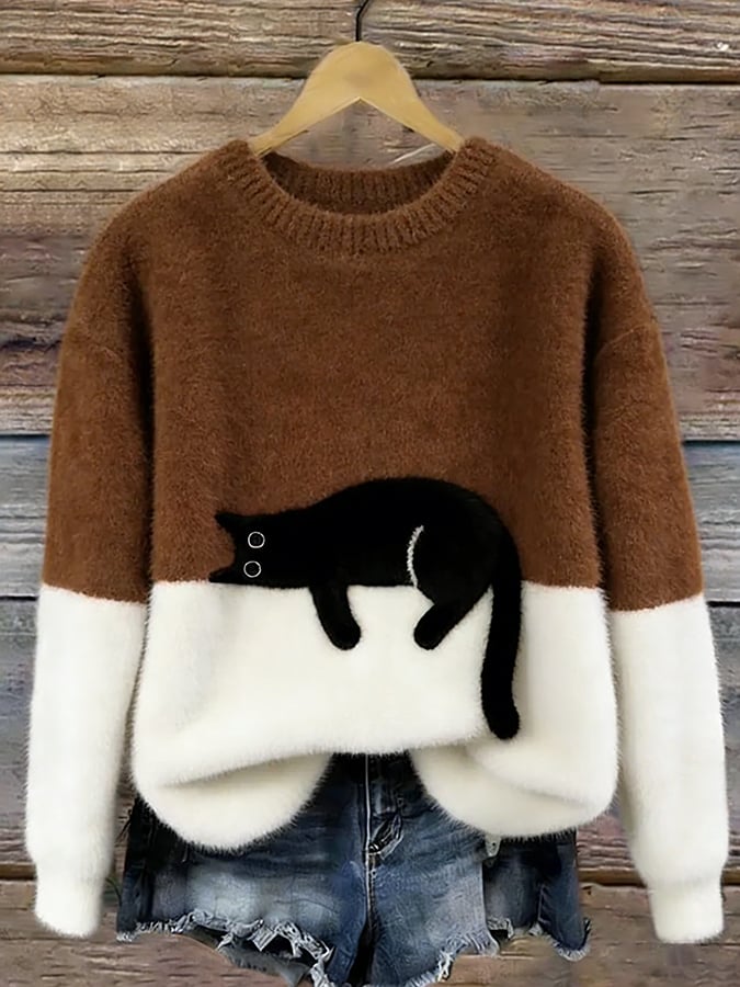 Martha | Sweter oversize Retro "Lazy Cat"
