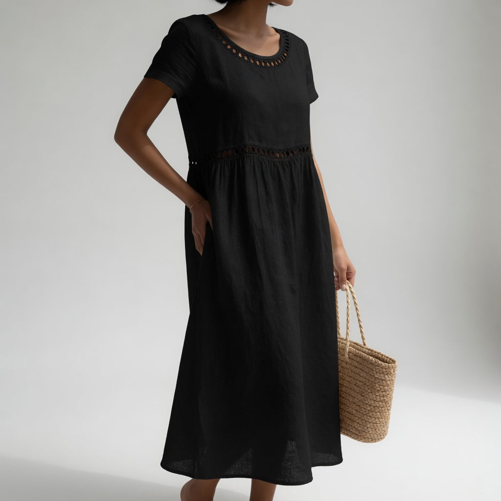 Olivia | Sukienka midi z wykończeniem typu eyelet