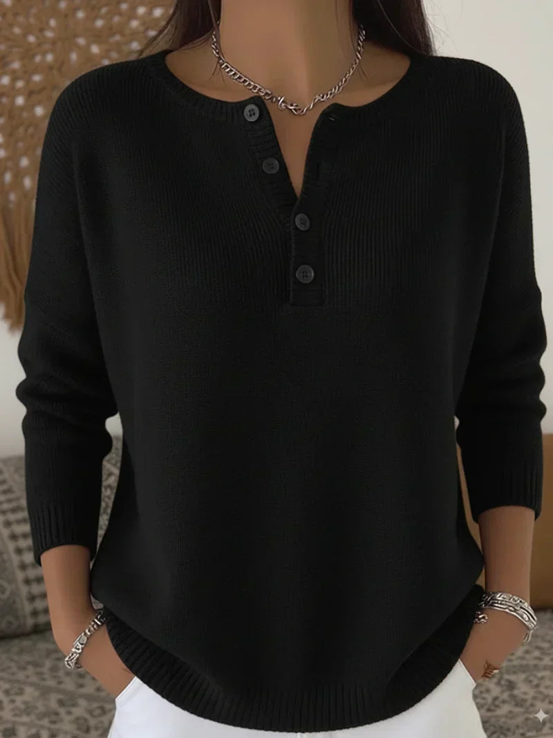 Helena™ | Dzianinowy sweter z zapięciem typu henley
