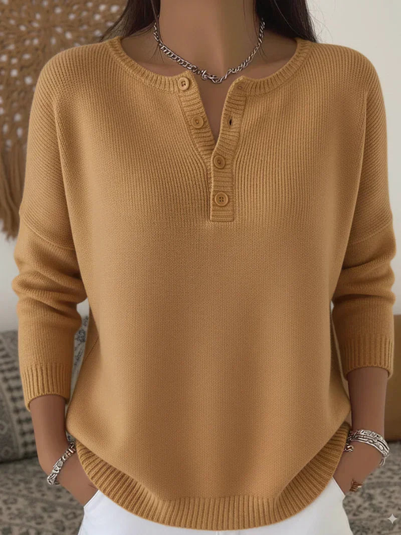 Helena™ | Dzianinowy sweter z zapięciem typu henley