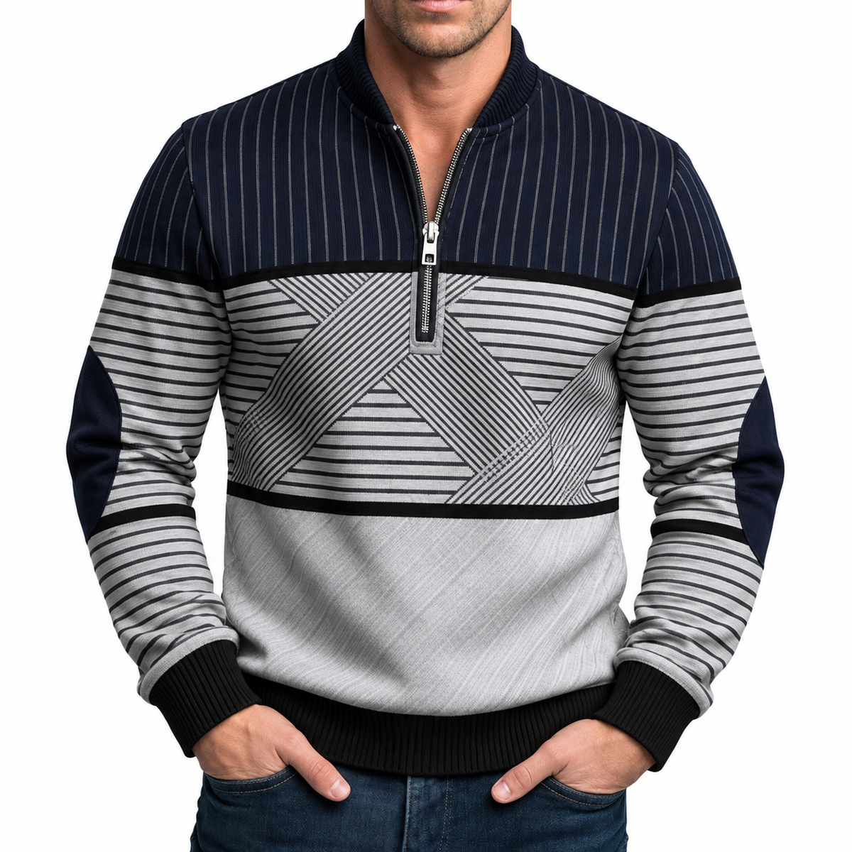 George | Sweter w stylu retro z suwakiem pod szyją