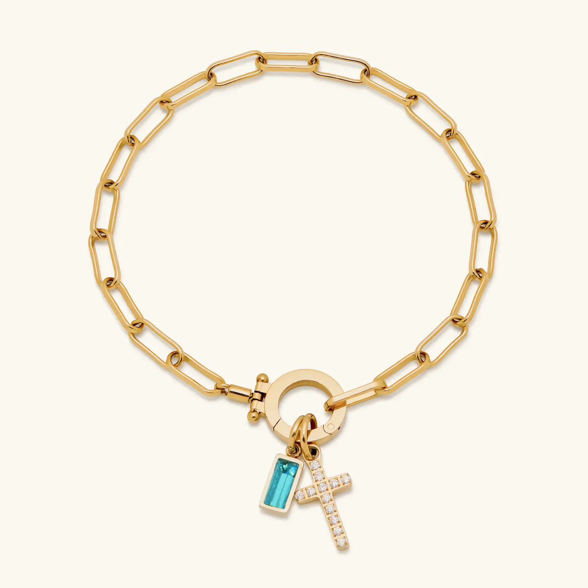 Annabella Birthstone Cross Bracelet