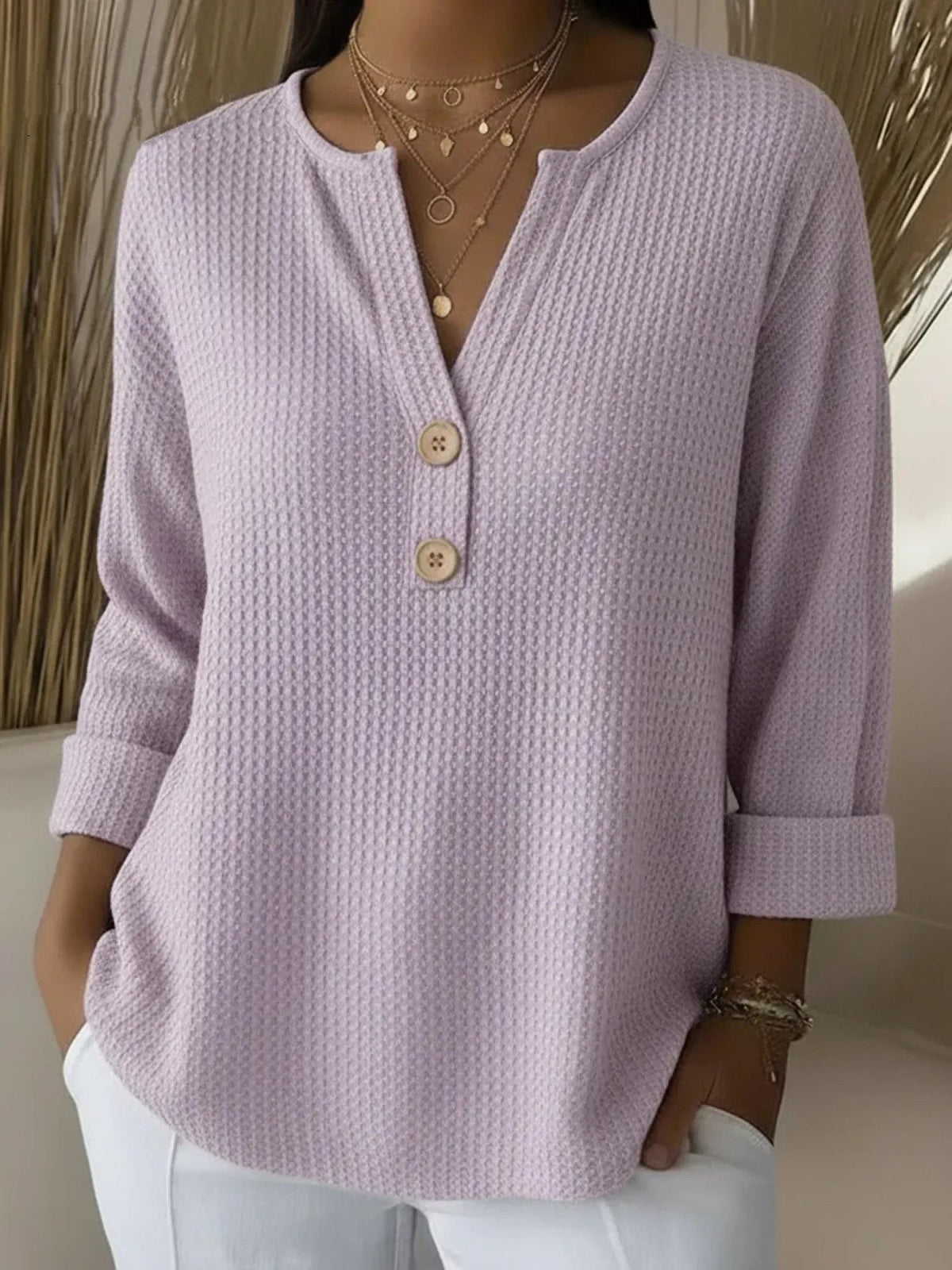 Lucinda™ | Bluzka z guzikami Henley