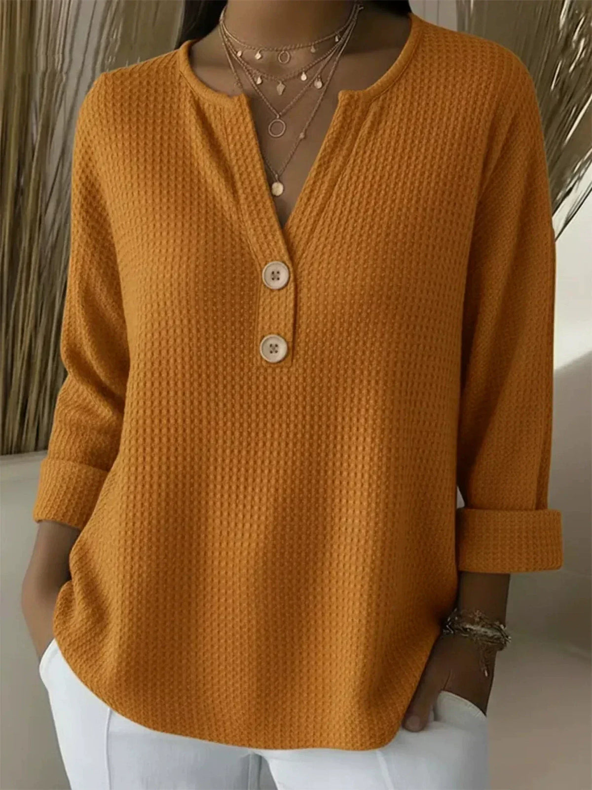 Lucinda™ | Bluzka z guzikami Henley