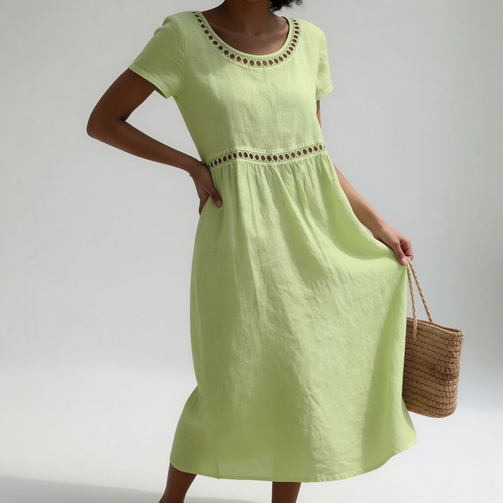 Olivia | Sukienka midi z wykończeniem typu eyelet