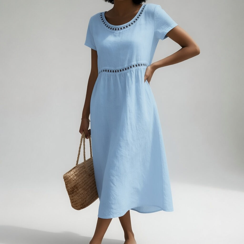 Olivia | Sukienka midi z wykończeniem typu eyelet