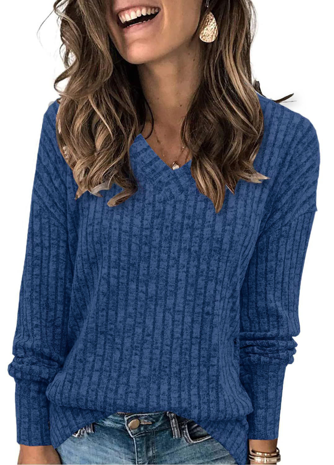EVELYN™ | Damski sweter dzianinowy oversize z dekoltem w serek, lekki