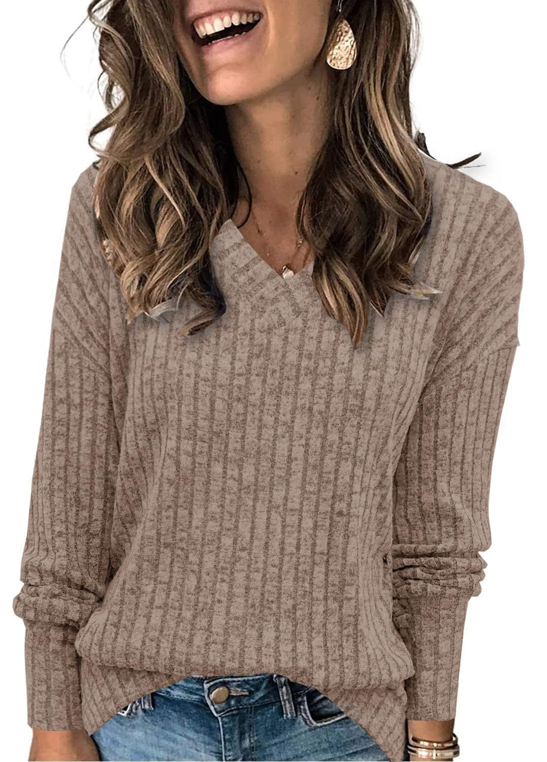 EVELYN™ | Damski sweter dzianinowy oversize z dekoltem w serek, lekki