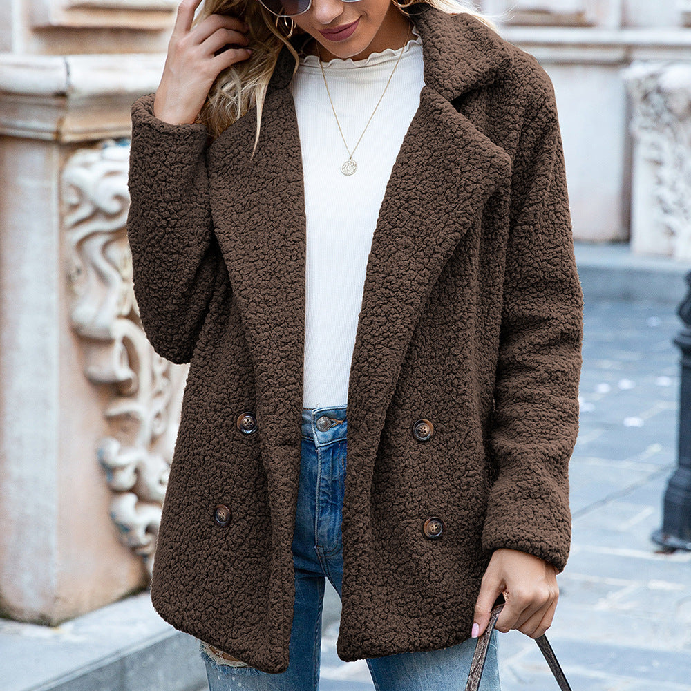 Joelin | Elegancki płaszcz z futerka typu teddy