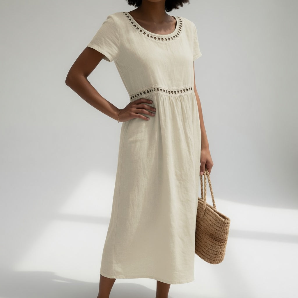 Olivia | Sukienka midi z wykończeniem typu eyelet