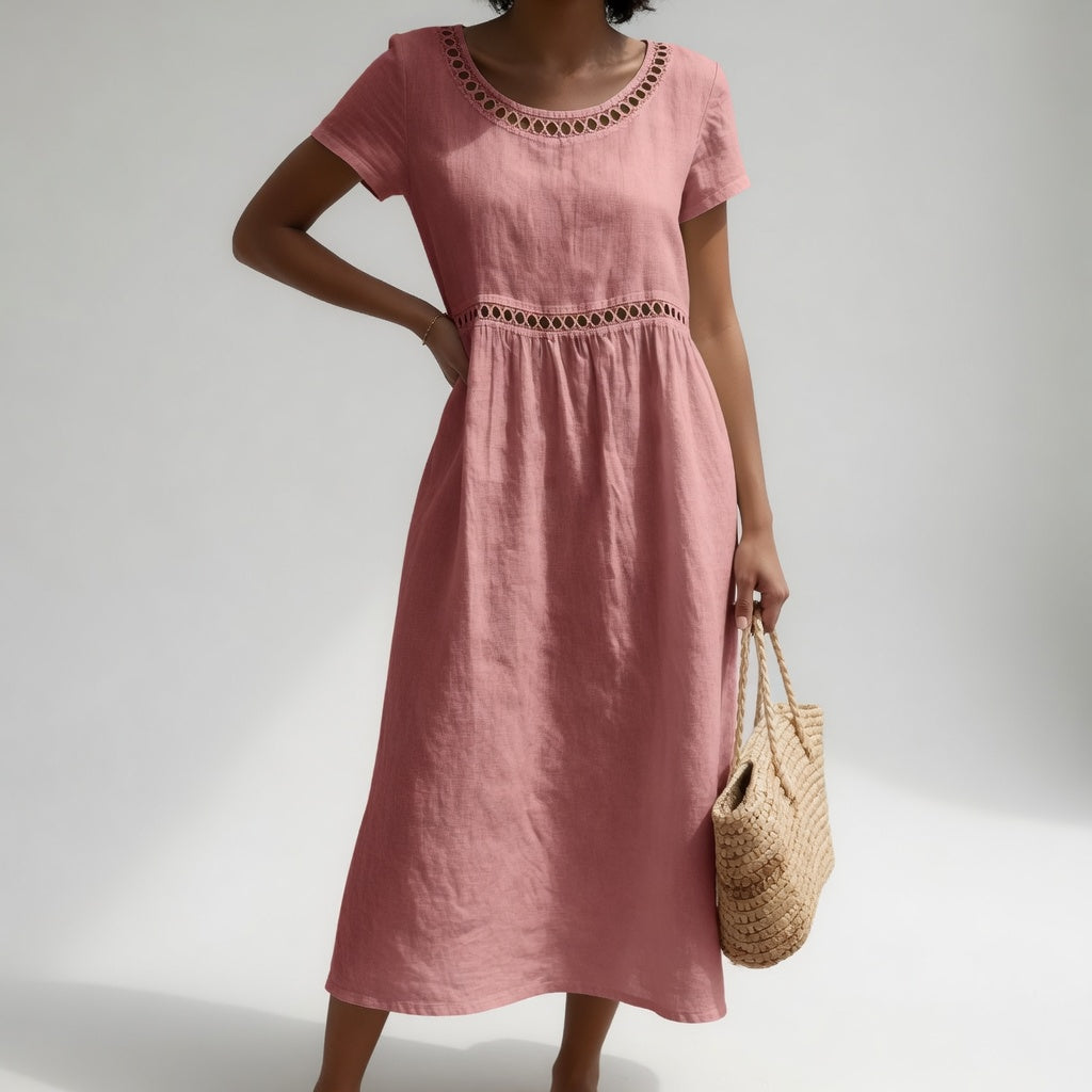 Olivia | Sukienka midi z wykończeniem typu eyelet