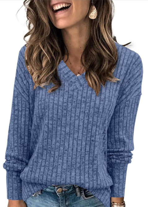 EVELYN™ | Damski sweter dzianinowy oversize z dekoltem w serek, lekki