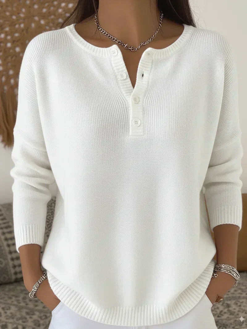 Helena™ | Dzianinowy sweter z zapięciem typu henley