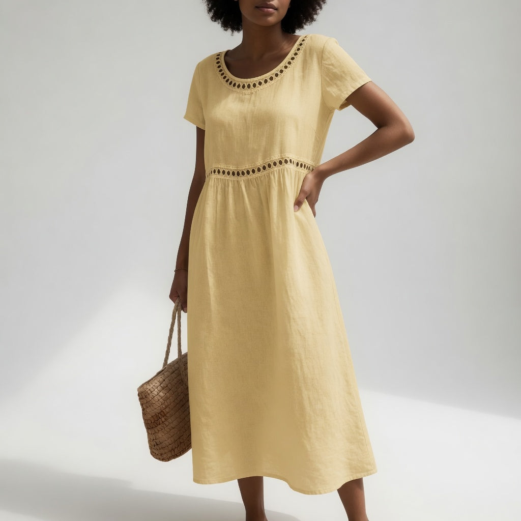 Olivia | Sukienka midi z wykończeniem typu eyelet