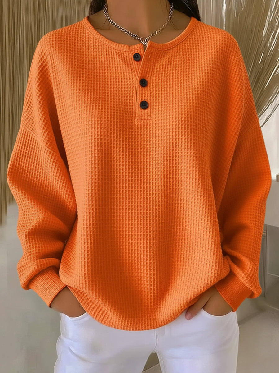 Mirabel™ | Przytulna bluza z waflowego materiału typu henley