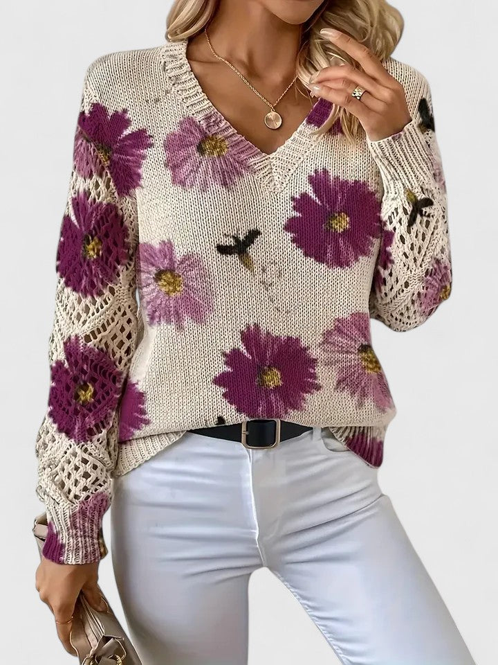 Aurelia – Elegancki sweter w kwiaty