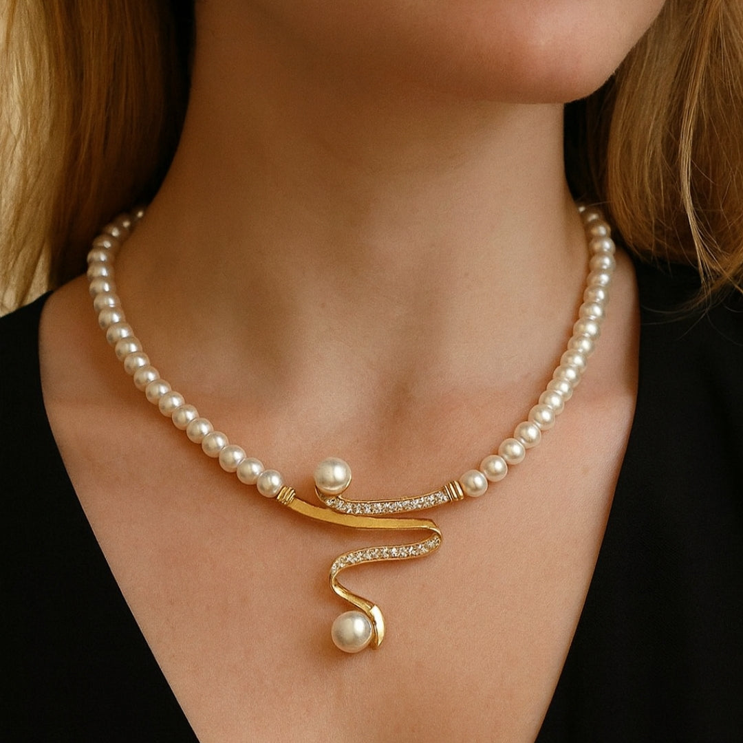 Elegant Natural Pearl Necklace Set