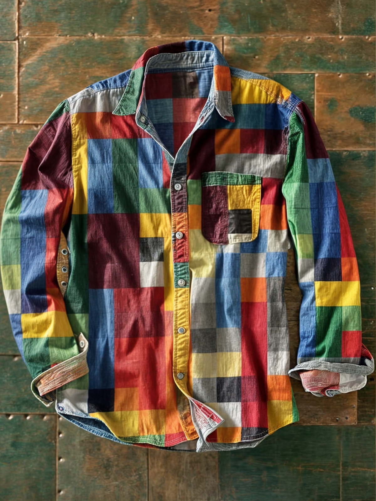 Frank | Koszula w stylu retro patchwork