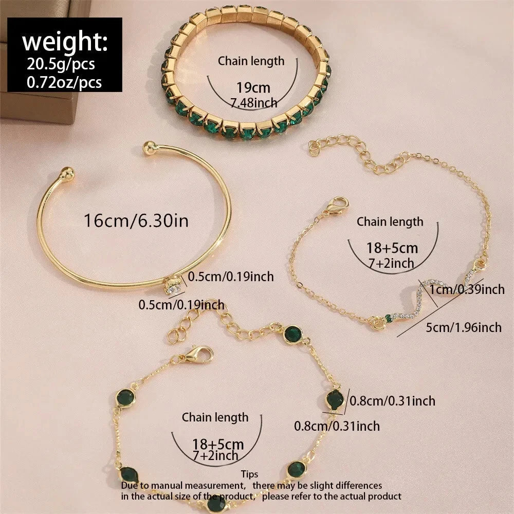 Green Gemstone Bracelet Set