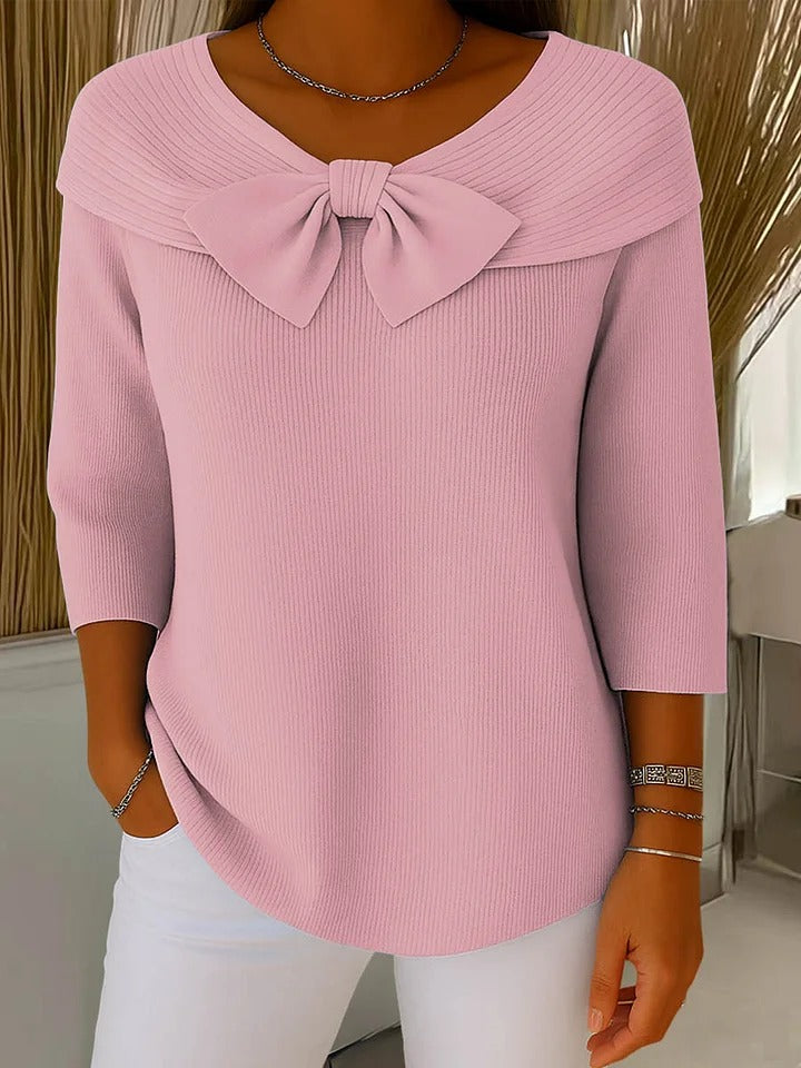 Tivella™ | Sweter z kokardą i okrągłym dekoltem