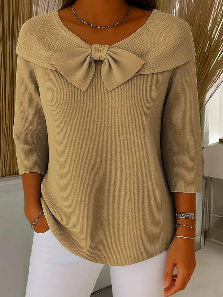 Tivella™ | Sweter z kokardą i okrągłym dekoltem