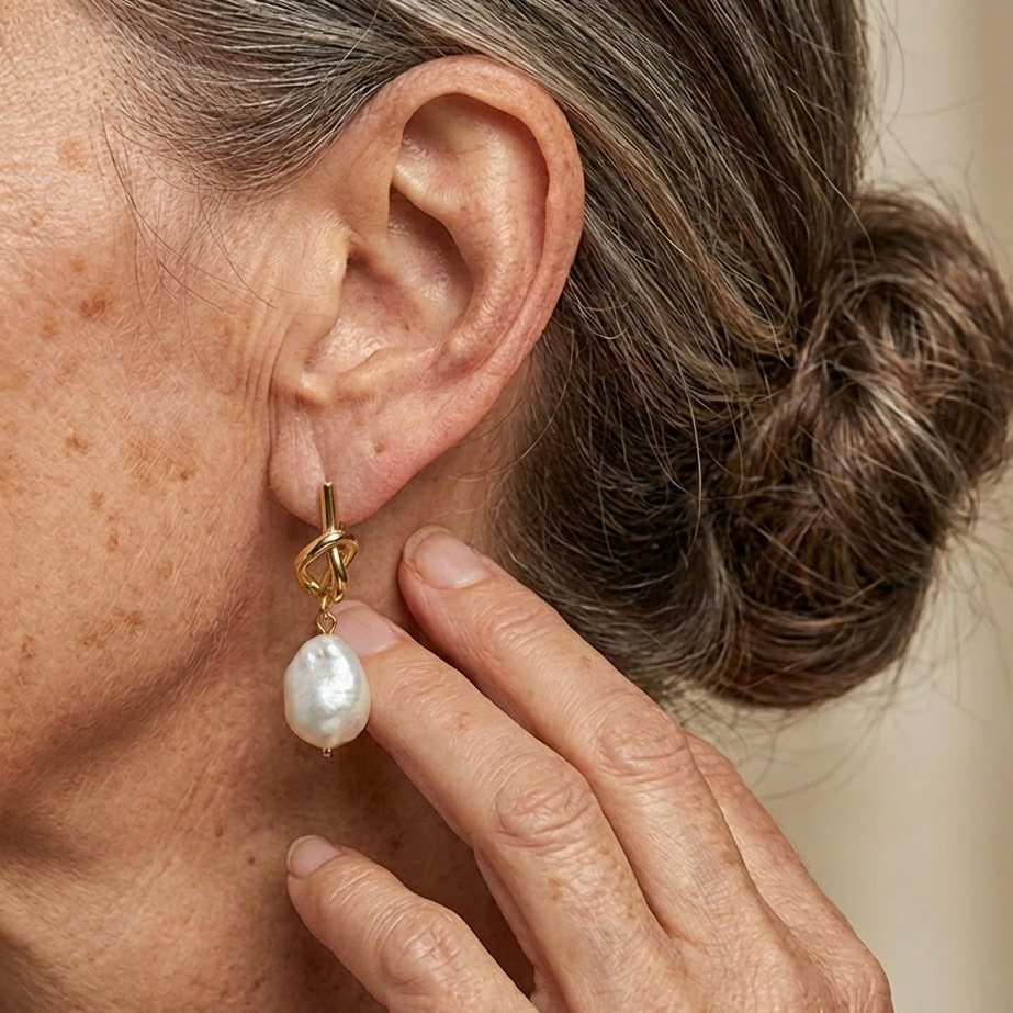 Knotted Pearl Elegance Earrings