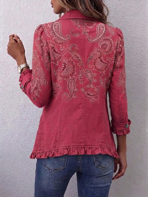 Anouk | Żakiet z falbanami w stylu vintage z nadrukiem paisley