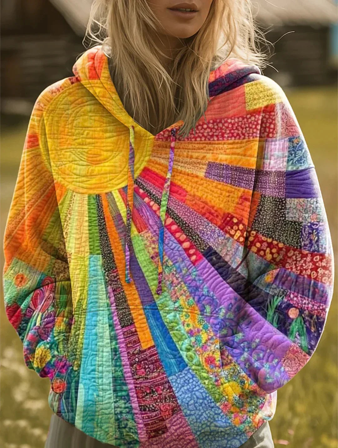 Laura™ | Wielokolorowa bluza patchworkowa w stylu boho